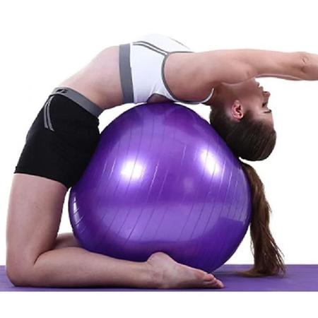 Bola de Pilates Suíça 65cm Para Exercicios Yoga Fitness - Roxo
