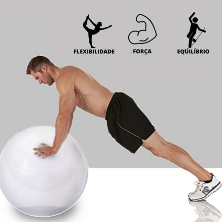 Imagem de Bola de Pilates Yoga Abdominal Fitness 75cm até 150kg Transparente com Bomba Para Encher Exercícios