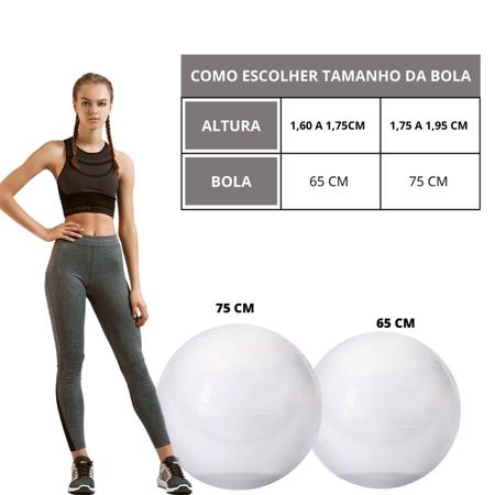 Imagem de Bola de Pilates Yoga Abdominal Fitness 75cm até 150kg Transparente com Bomba Para Encher Exercícios