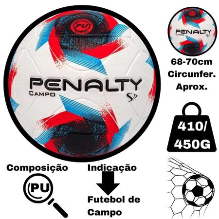 Imagem de Bola Futebol Campo Oficial Penalty Profissional S11 R2 XXIII + Bomba + Rede 7,45M Fio 2