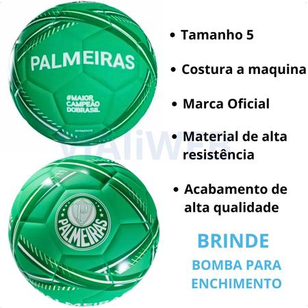 Imagem de Bola Futebol Palmeiras Verde Campo Society Original Oficial N5