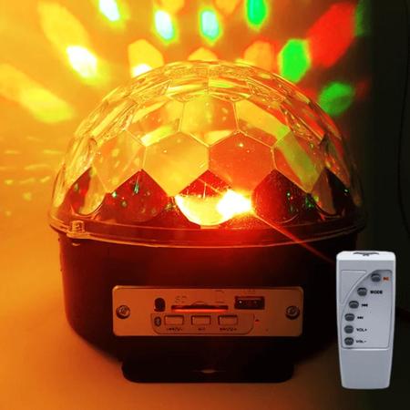Bola Maluca LED Cristal RGB Jogo De Luz USB SD Festas Iluminação