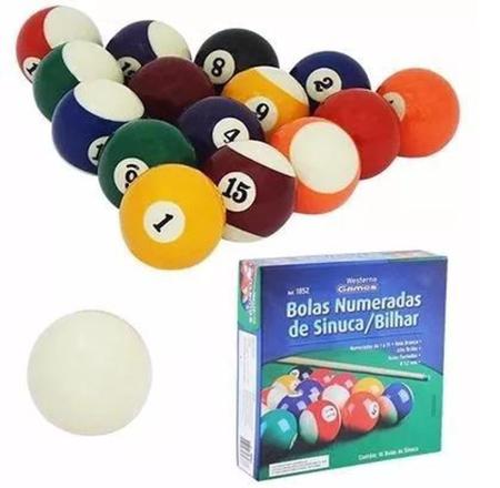 Jogo Bolas De Bilhar Sinuca Numeradas 50mm Snooker - Billiard - Bolas de  Sinuca / Bilhar - Magazine Luiza