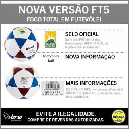 Imagem de Bola Oficial Mikasa FT-5 Branco Preto Futevôlei Altinha Futmesa