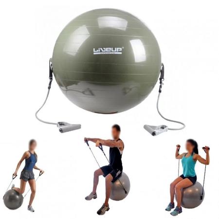 Imagem de Bola para Pilates 65cm com Extensores + Mini Bomba de Inflar  Liveup Sports 