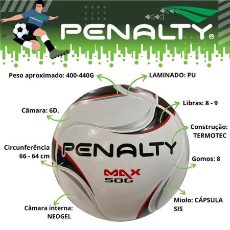 Bola Futsal Penalty Max 1000 XXII - Branca/Preta/Vermelha - Bola de Futsal  - Magazine Luiza