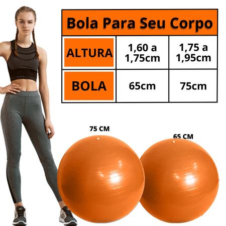 Imagem de Bola Pilates De Yoga 75cm Laranja Fisioterapia Fitness Academia Alongamento Treino Exercícios 200kg