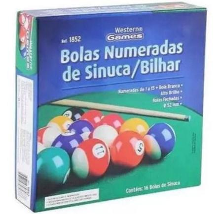 Jogo Bolas De Sinuca Bilhar Numeradas 52mm Profissional