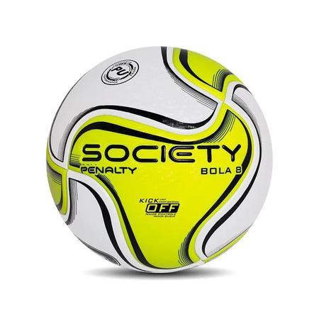 Bola De Futebol Society 22 Cor Branca Com Detalhes Em Amarelo E