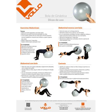 Imagem de Bola suíça para pilates e yoga gym ball com bomba 75cm vollo
