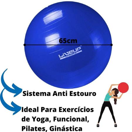 Bola Suiça Pilates Yoga Abdominal Fitness 65cm + Bomba Exercícios Força 816  - NEHC - Bola de Pilates - Magazine Luiza