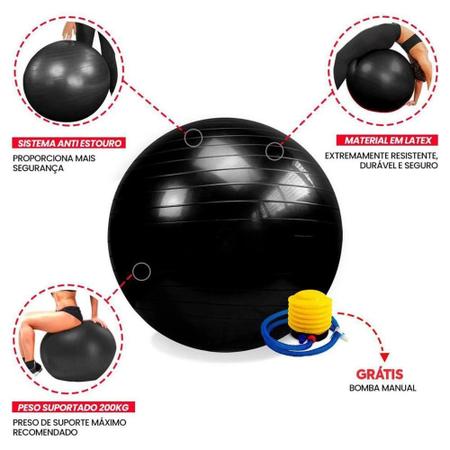 Bola Suiça Pilates Yoga Abdominal Fitness 65cm + Bomba Exercícios Força 816  - NEHC - Bola de Pilates - Magazine Luiza