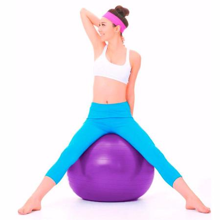 Bola Suiça Pilates Yoga Abdominal Fitness 75cm + Bomba Exercícios