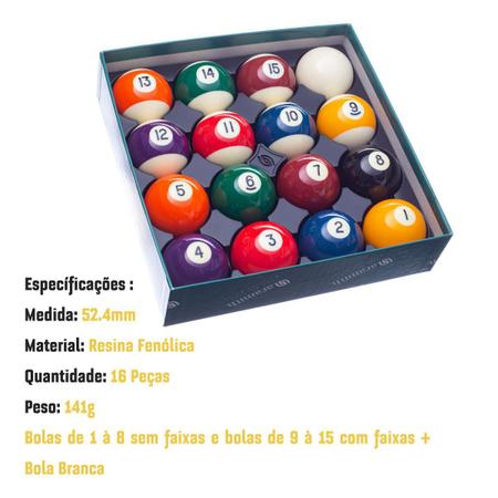 Bolas Numeradas de sinuca bilhar Aramith Belgas 52.4mm - Bolas de Sinuca /  Bilhar - Magazine Luiza