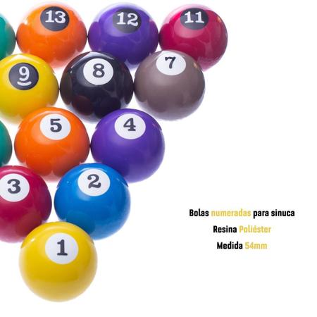 Bolas Numeradas nacionais sinuca bilhar snooker 50mm - Empório dos