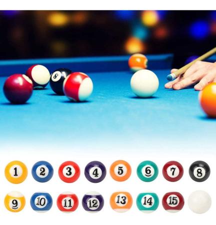 Jogo Bolas De Bilhar Sinuca Numeradas 52mm Snooker - Billiard - Bolas de  Sinuca / Bilhar - Magazine Luiza