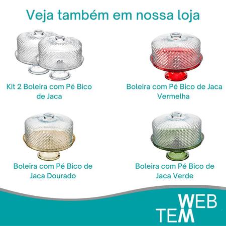 Imagem de Boleira de Vidro com Pé e Tampa Bico de Jaca Vitazza Prato 28cm para Bolo, Doce, Sobremesa, Decoração, Organização, Mesa Posta Elegante e Sustentável