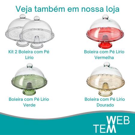 Imagem de Boleira de Vidro com Pé e Tampa Lírio Vitazza Prato 32cm para Bolo, Doce, Sobremesa, Decoração, Organização, Mesa Posta Elegante e Sustentável