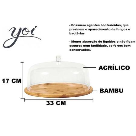 Imagem de Boleira em Bambu 33CM com Cupula Acrilica Yoi 810900196