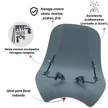 Imagem de Bolha Parabrisa Universal Para Moto 40x40 - Fume