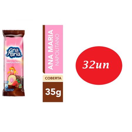 Bolo ANA MARIA Napolitano chocolate c/ morango 35gr x 32 unidades - Bolo /  Bolinho / Mini Bolo - Magazine Luiza
