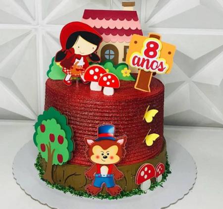 Bolo de aniversario infantil - Chapeuzinho vermelho, acompanha a plaquinha  8 anos - Maydreams - Plaquinhas de Festa - Magazine Luiza