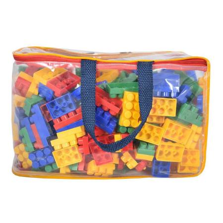 Brinquedo Blocos De Montar Infantil Bolsa 500 Peças Encaixe