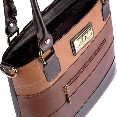 Bolsa baú de couro Chessy café Feminino - Andrea Vinci - Bolsas