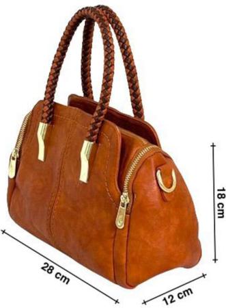 Imagem de bolsa baú média elegante com alça de mão dupla em couro pu