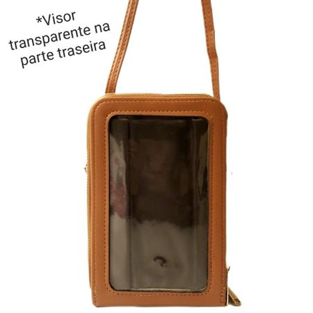 Imagem de Bolsa Carteira Feminina Transversal Porta Celular com Visor Transparente 8813