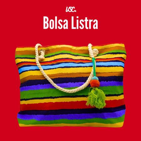 Imagem de Bolsa Colorida Feminina Sacola Grande De Praia Verão