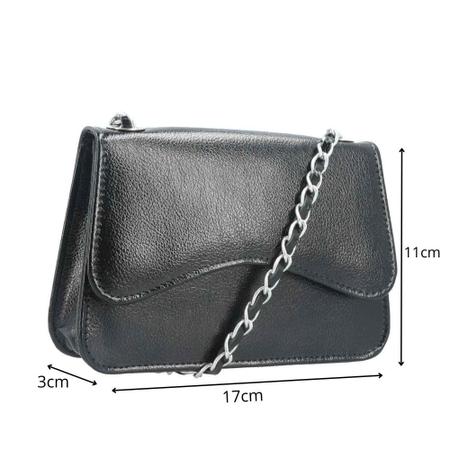 Bolsa Crossbody de Couro Metalizado Queila - CANAL DAS COISAS Imagem de Bolsa Crossbody de Couro Metalizado Queila