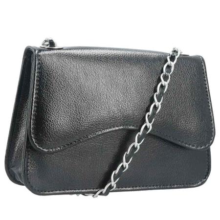 Bolsa Crossbody de Couro Metalizado Queila - CANAL DAS COISAS Imagem de Bolsa Crossbody de Couro Metalizado Queila