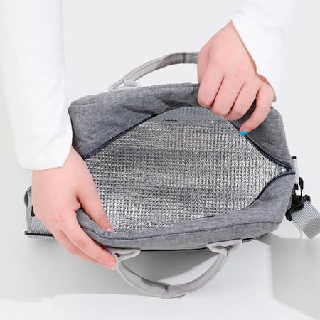 Imagem de Bolsa De Mão Necessaire Feminina Térmica Porta Marmita Lancheira Escolar Casual Dia Dia Média Ziperes Fortes Resistente