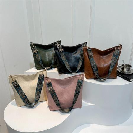 Imagem de Bolsa De Ombro Feminina Retrô De Grande Capacidade Em PU Bolsa Crossbody Elegante Para Deslocamento