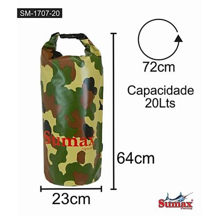 Imagem de Bolsa de pesca mochila estanque sumax sm-1707 - 20 litros - camuflada
