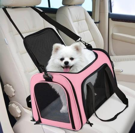 Imagem de Bolsa de Transporte para Pet Avião Luxo Rosa - Tudo em Caixa