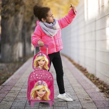 Imagem de Bolsa Escolar Feminina Infantil Rodinha Barbie Reforçada