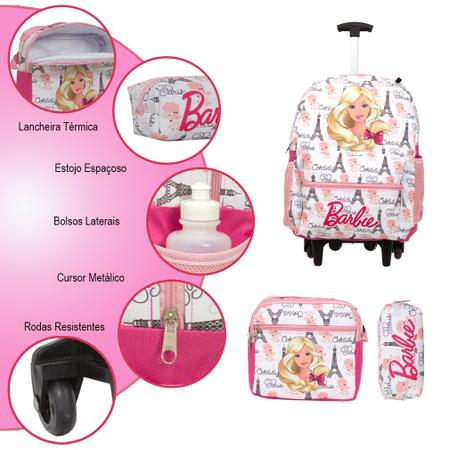 Imagem de Bolsa Escolar Feminina Rodinhas Barbie Juvenil Resistente