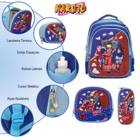 Bolsa Escolar Menino Estampa Naruto Com Estojo Tam G Creche - TOYS 2U Imagem de Bolsa Escolar Menino Estampa Naruto Com Estojo Tam G Creche