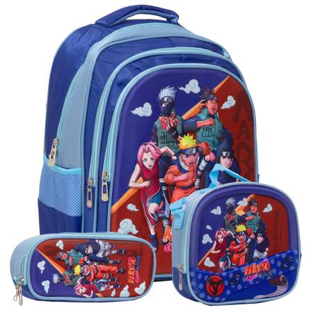 Bolsa Escolar Menino Estampa Naruto Com Estojo Tam G Creche - TOYS 2U Imagem de Bolsa Escolar Menino Estampa Naruto Com Estojo Tam G Creche