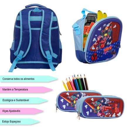 Bolsa Escolar Menino Estampa Naruto Com Estojo Tam G Creche - TOYS 2U Imagem de Bolsa Escolar Menino Estampa Naruto Com Estojo Tam G Creche