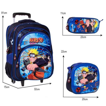 Mochila Naruto Infantil Reforçada Com Alça Regulável e Ziper Bolsa