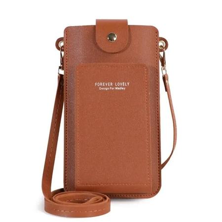 Imagem de Bolsa Feminina Crossbody de Couro Macio com Tela Sensível ao Toque