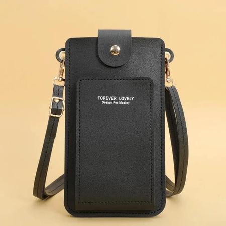 Imagem de Bolsa Feminina Crossbody de Couro Macio com Tela Sensível ao Toque