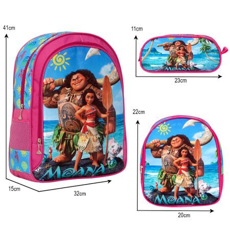 Imagem de Bolsa Feminina Escolar Com Lancheira e Estojo Moana Costa