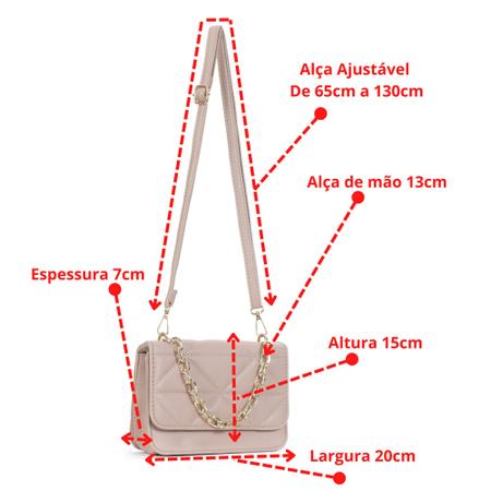 Bolsa Feminina Transversal Bordada Alça De Corrente - Star Shop Imagem de Bolsa Feminina Transversal Bordada Alça De Corrente