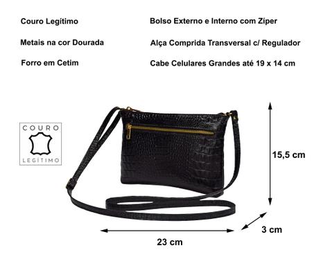 Imagem de Bolsa Feminina Transversal Pequena Couro Legitimo Barata Madamix