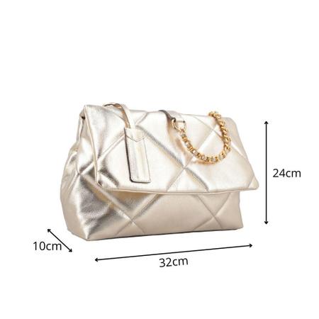 Bolsa Fiorella em Maxi Matelassê Metalizado Bauarte Imagem de Bolsa Fiorella em Maxi Matelassê Metalizado Bauarte