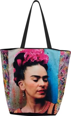 Imagem de Bolsa Frida Kahlo Sacola Ecobag Lateral Floral